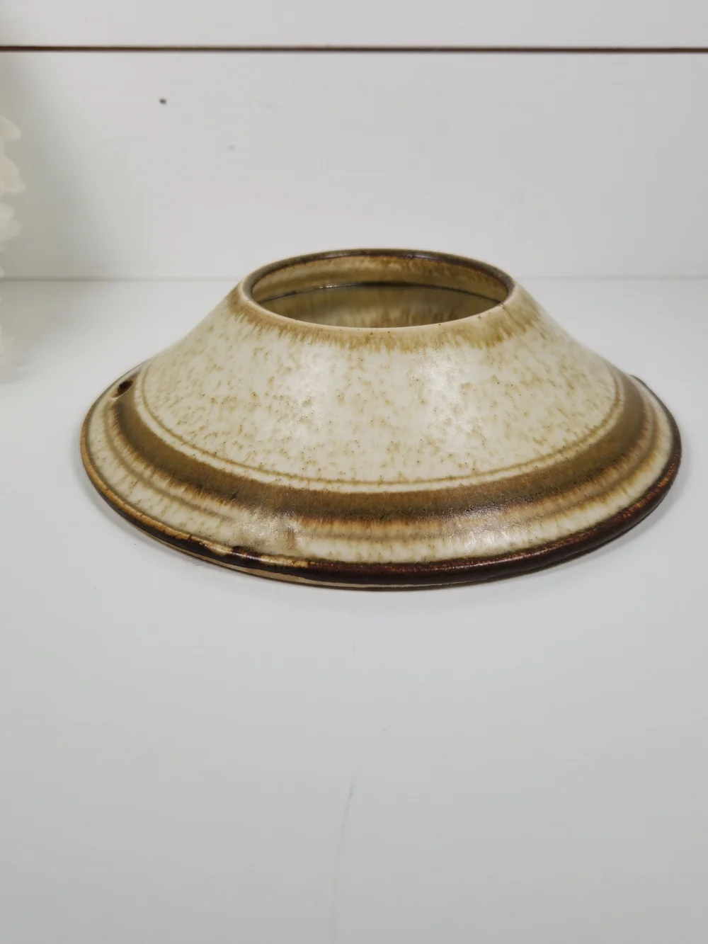 Vintage Circular Ceramic Pottery Wall Mirror 9